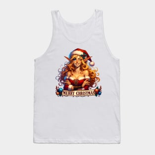 Merry Christmas - Beautiful Santa's Elf Girl - Fantasy Christmas Tank Top